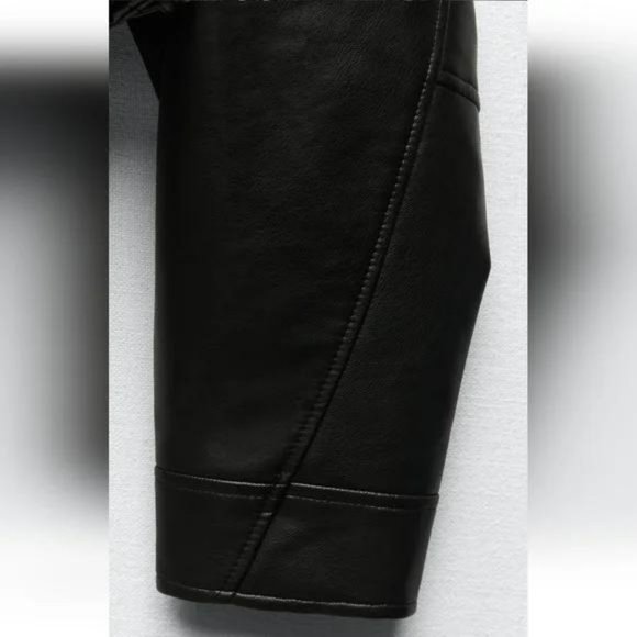 ZARA FAUX LEATHER CROP BIKER JACKET - Picture 10 of 10